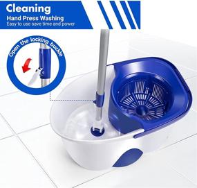 img 3 attached to 🧹 7.8L Spin Mop and Bucket with Foot Pedal, 360 Mop Head, 6 Reusable Microfiber Pads - Two Drying Modes for Marble, Hardwood, Ceramic Tile, Cement, Laminate Floor Cleaning