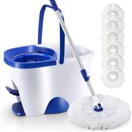 🧹 7.8l spin mop and bucket with foot pedal, 360 mop head, 6 reusable microfiber pads - two drying modes for marble, hardwood, ceramic tile, cement, laminate floor cleaning logo