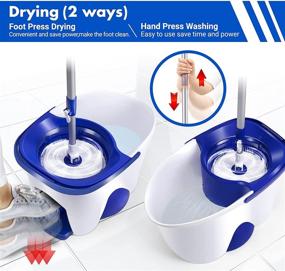 img 2 attached to 🧹 7.8L Spin Mop and Bucket with Foot Pedal, 360 Mop Head, 6 Reusable Microfiber Pads - Two Drying Modes for Marble, Hardwood, Ceramic Tile, Cement, Laminate Floor Cleaning