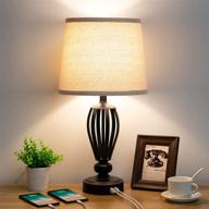 🔌 usb bedside lamp with dual usb charging ports: 3 way dimmable touch table lamp for bedroom, living room or office - led bulb included логотип