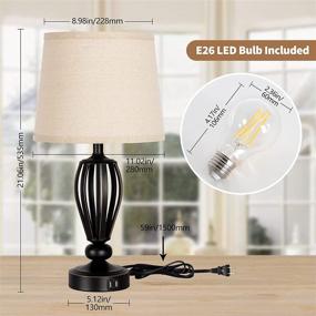 img 3 attached to 🔌 USB Bedside Lamp with Dual USB Charging Ports: 3 Way Dimmable Touch Table Lamp for Bedroom, Living Room or Office - LED Bulb Included