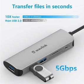 img 1 attached to 🔌 6-in-1 USB C Hub: Wavlink Adapter with 3 USB 3.0 Ports, 65W Type C PD Charging, SD/TF Card Reader for MacBook Pro/MacBook Air, Chromebook Pixel, USB C Laptops