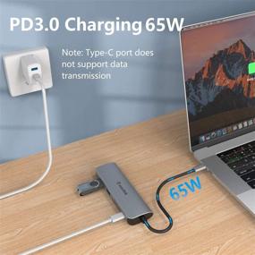 img 2 attached to 🔌 6-in-1 USB C Hub: Wavlink Adapter with 3 USB 3.0 Ports, 65W Type C PD Charging, SD/TF Card Reader for MacBook Pro/MacBook Air, Chromebook Pixel, USB C Laptops