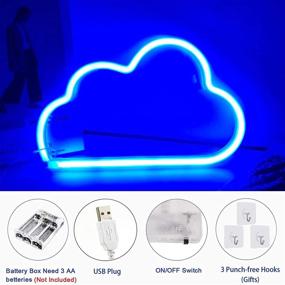 img 2 attached to 🌈 Werfeito 2 Pack Cloud Planet Neon Signs LED Lights for Wall Decor, USB or Battery Operated Neon Sign for Bedroom, Decorative Neon Light Sign for Bar, Living Room, Christmas, Birthday, Wedding