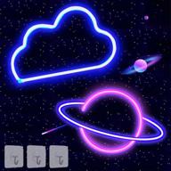 🌈 werfeito 2 pack cloud planet neon signs led lights for wall decor, usb or battery operated neon sign for bedroom, decorative neon light sign for bar, living room, christmas, birthday, wedding logo