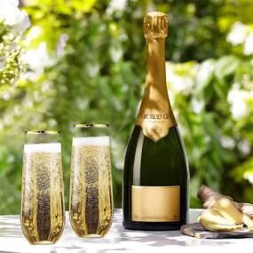 img 2 attached to 36 Pack Gold Rim Stemless Plastic Champagne Flutes - Perfect for Weddings and Parties! Disposable, Recyclable, and Shatterproof