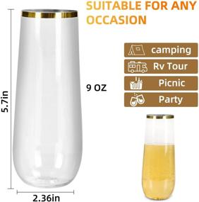 img 3 attached to 36 Pack Gold Rim Stemless Plastic Champagne Flutes - Perfect for Weddings and Parties! Disposable, Recyclable, and Shatterproof