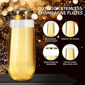 img 1 attached to 36 Pack Gold Rim Stemless Plastic Champagne Flutes - Perfect for Weddings and Parties! Disposable, Recyclable, and Shatterproof