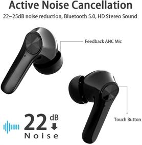 img 4 attached to 🎧 ANC Wireless Earbuds: Aybe Active Noise Cancelling Earbuds with Bluetooth 5.0 HD Stereo Sound, Touch Control, 24H Playtime - Perfect for Sports, Travel, and Work