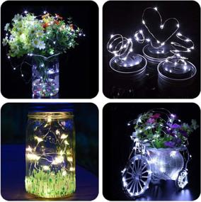 img 3 attached to 🌞 Solar Mason Jar Lid Lights, 8 Pack Starry Fairy Firefly Jar Lights with 30 LED Lights, Solar Lantern Lights for Outdoor Patio Garden Yard Wedding Decor, Includes 8 Hangers (Jars Not Included), Cold White