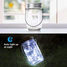 img 1 attached to 🌞 Solar Mason Jar Lid Lights, 8 Pack Starry Fairy Firefly Jar Lights with 30 LED Lights, Solar Lantern Lights for Outdoor Patio Garden Yard Wedding Decor, Includes 8 Hangers (Jars Not Included), Cold White