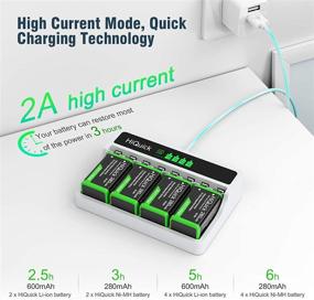 img 3 attached to 🔋 HiQuick 9 Volt Charger: Fast 4 Bay LCD 9V Charger for NiMH/NiCD/Li-ion Rechargeable Batteries