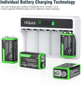 img 2 attached to 🔋 HiQuick 9 Volt Charger: Fast 4 Bay LCD 9V Charger for NiMH/NiCD/Li-ion Rechargeable Batteries