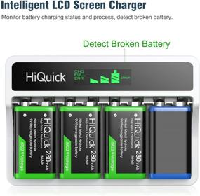 img 1 attached to 🔋 HiQuick 9 Volt Charger: Fast 4 Bay LCD 9V Charger for NiMH/NiCD/Li-ion Rechargeable Batteries