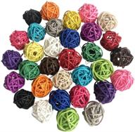 🐦 benvo rattan balls 32 pack: multi-colored 1.2 inch wicker ball birds toy for quaker parrots, parakeets, budgies, conures, hamsters - perfect chew toy & diy craft accessory logo