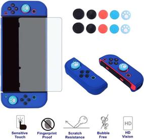 img 1 attached to 🎮 3 в 1 док-кейс для Nintendo Switch - Защитный чехол COMCOOL с защитным экраном и накладками на пальцы, темно-синий