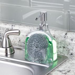 img 3 attached to Convenient mDesign Kitchen Sink Soap 🧼 Dispenser with Storage Compartment - Clear/Chrome Design