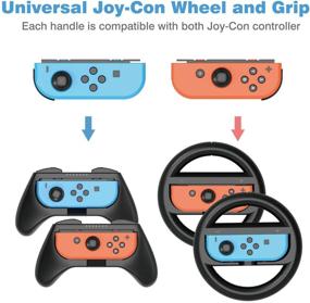 img 1 attached to 🎮 Black 4-Pack Nintendo Switch Wheel Controller & Joy Con Grip for Mario Kart