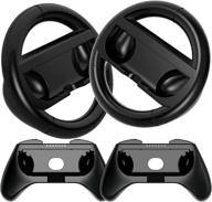 🎮 black 4-pack nintendo switch wheel controller & joy con grip for mario kart logo