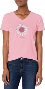 img 4 attached to 🌻 Life is Good Women's V-Neck T-Shirt with French Sunflower Crusher Graphic