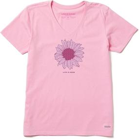 img 2 attached to 🌻 Life is Good Women's V-Neck T-Shirt with French Sunflower Crusher Graphic