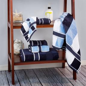 img 3 attached to Luxurious 100% Cotton Oakville Velour 6-Piece Towel Set in Navy for an Exquisite Bath Experience