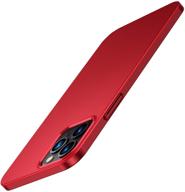 ✨ torras slim fit compatible for iphone 12 pro max case: ultra-thin [2nd gen] lightweight full protection hard pc cover for iphone 12 pro max phone - real red [6.7 inch], comfortable grip included logo