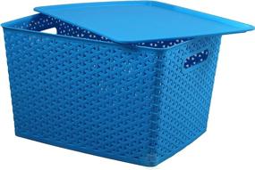 img 2 attached to Large Blue Plastic Storage 📦 Container Box with Lid - Basicwise QI003214