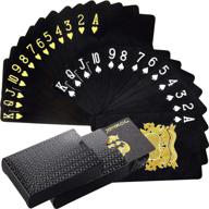 🃏 set of 2 waterproof poker decks: black plastic pet playing cards for fun family card games and party entertainment logo