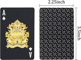 img 2 attached to 🃏 Set of 2 Waterproof Poker Decks: Black Plastic PET Playing Cards for Fun Family Card Games and Party Entertainment