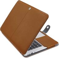 🍊 mosiso macbook air 13 inch case - a1369 a1466 older version (2010-2017 release), premium pu leather book folio protective stand cover sleeve in orange brown logo