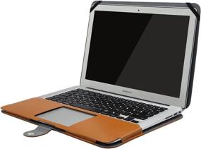 img 1 attached to 🍊 MOSISO MacBook Air 13 inch Case - A1369 A1466 Older Version (2010-2017 Release), Premium PU Leather Book Folio Protective Stand Cover Sleeve in Orange Brown