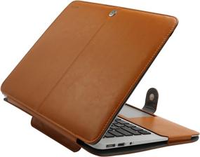 img 3 attached to 🍊 MOSISO MacBook Air 13 inch Case - A1369 A1466 Older Version (2010-2017 Release), Premium PU Leather Book Folio Protective Stand Cover Sleeve in Orange Brown