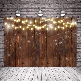 img 1 attached to 📷 Mocsicka Rustic Wood Photography Backdrop with Shining Lights - Vintage Wooden Backdrops 7x5ft for Rustic Weddings, Birthdays, Baby Showers, Bridal Showers - Photo Background for Party Studio Props