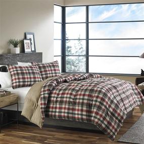 img 3 attached to Eddie Bauer Home Astoria Collection King Bedding Set - Soft & Cozy Reversible Plaid Down Alternative Comforter with Matching Sham(s), Saddle