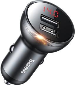 img 4 attached to 🔌 Baseus 24W Metal Dual USB Fast Car Charger with Digital Display - Compatible with iPhone 12/Pro Max/11/XS/XR, iPad, Samsung S21/20, Note20 - CCBX