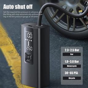 img 3 attached to Fehrominger Portable Air Compressor: Rechargeable Cordless Tire Inflator for Car, Bike, Motorcycle & More - 150 PSI Battery Power, LED Emergency Light, 8000mAH Black