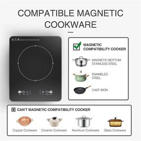 img 2 attached to 2200W VBGK Portable Induction Cooktop with LED Touch Screen, Electric Countertop Burner – 9 Temperature Power Settings, Kids Safety Lock, and Timer