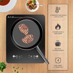 img 1 attached to 2200W VBGK Portable Induction Cooktop with LED Touch Screen, Electric Countertop Burner – 9 Temperature Power Settings, Kids Safety Lock, and Timer