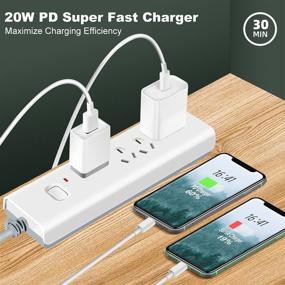 img 3 attached to 🔌 Apple MFi Certified, 20W PD USB C Wall Charger Adaptor & 6FT C to Lightning Cable Kit – Compatible with iPhone 13/12/12 Mini/12 Pro Max/11 Pro Max/XS Max/XS/XR/X/8 Plus, iPad