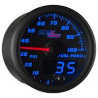 🚚 maxtow double vision 100 psi fuel pressure gauge kit - including electronic sensor - black gauge face - blue led illuminated dial - analog & digital readouts - for trucks - 2-1/16" 52mm logo