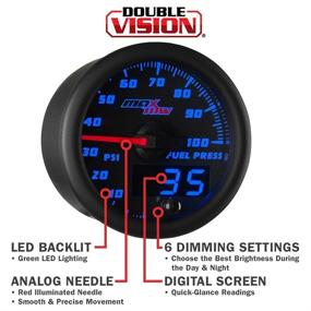 img 2 attached to 🚚 MaxTow Double Vision 100 PSI Fuel Pressure Gauge Kit - Including Electronic Sensor - Black Gauge Face - Blue LED Illuminated Dial - Analog & Digital Readouts - for Trucks - 2-1/16" 52mm