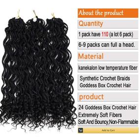 img 3 attached to 🧜 Goddess Box Braids Crochet Braids Hair with Curly ends - Synthetic Kanekalon Fiber Braiding Hair 24 Inch - 6 Packs/lot (1B)