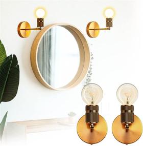 img 4 attached to 🚿 HOXIYA 2 Pack Brushed Brass Bathroom Light Fixture: Vintage Gold Wall Sconces for Modern Industrial Farmhouse Decor - E26 Base, Ideal for Bedside, Bedroom, Living Room, Hallway