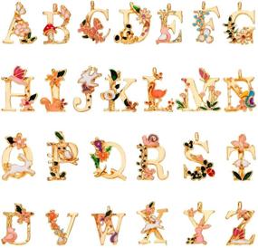 img 4 attached to 🌸 52 Pieces Enamel Flower Style Alphabet Letter Charms Pendants - Garden Fairy Tale Princess Style for Jewelry Craft DIY (Bright Colors)