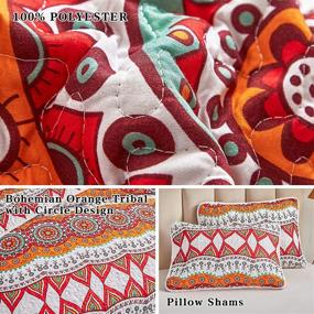 img 1 attached to Vibrant Bohemian Geometric King Size Quilt Set by FlySheep - Lightweight Bedspread/Coverlet in Eye-Catching Orange Shade, All-Season Comfort - 104x90 inches