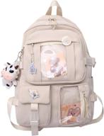 kawaii aesthetic school backpack with accessories - ideal backpacks for kids logo