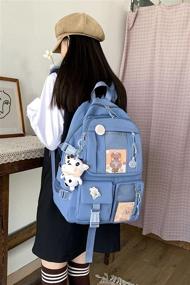 img 3 attached to Kawaii Aesthetic School Backpack with Accessories - Ideal Backpacks for Kids