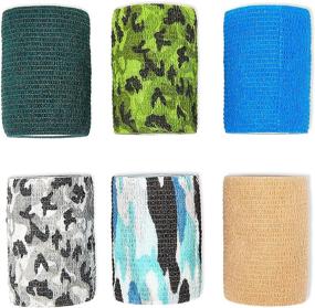 img 1 attached to Versatile and Colorful Self Adhesive Tapes: Cohesive Bandage Wraps in 6 Vibrant Colors (12 Pack, 3 inches x 5 Yards)