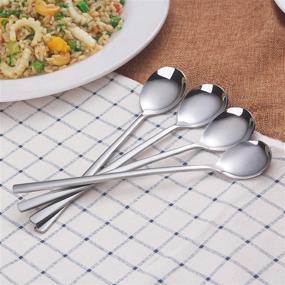 img 3 attached to 🥄 Premium Quality Stainless Steel Korean Spoons Set - 8 Piece Soup Spoons with Long Handles for Home, Kitchen or Restaurant Use